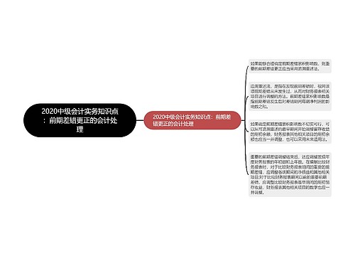 2020中级会计实务知识点：前期差错更正的会计处理