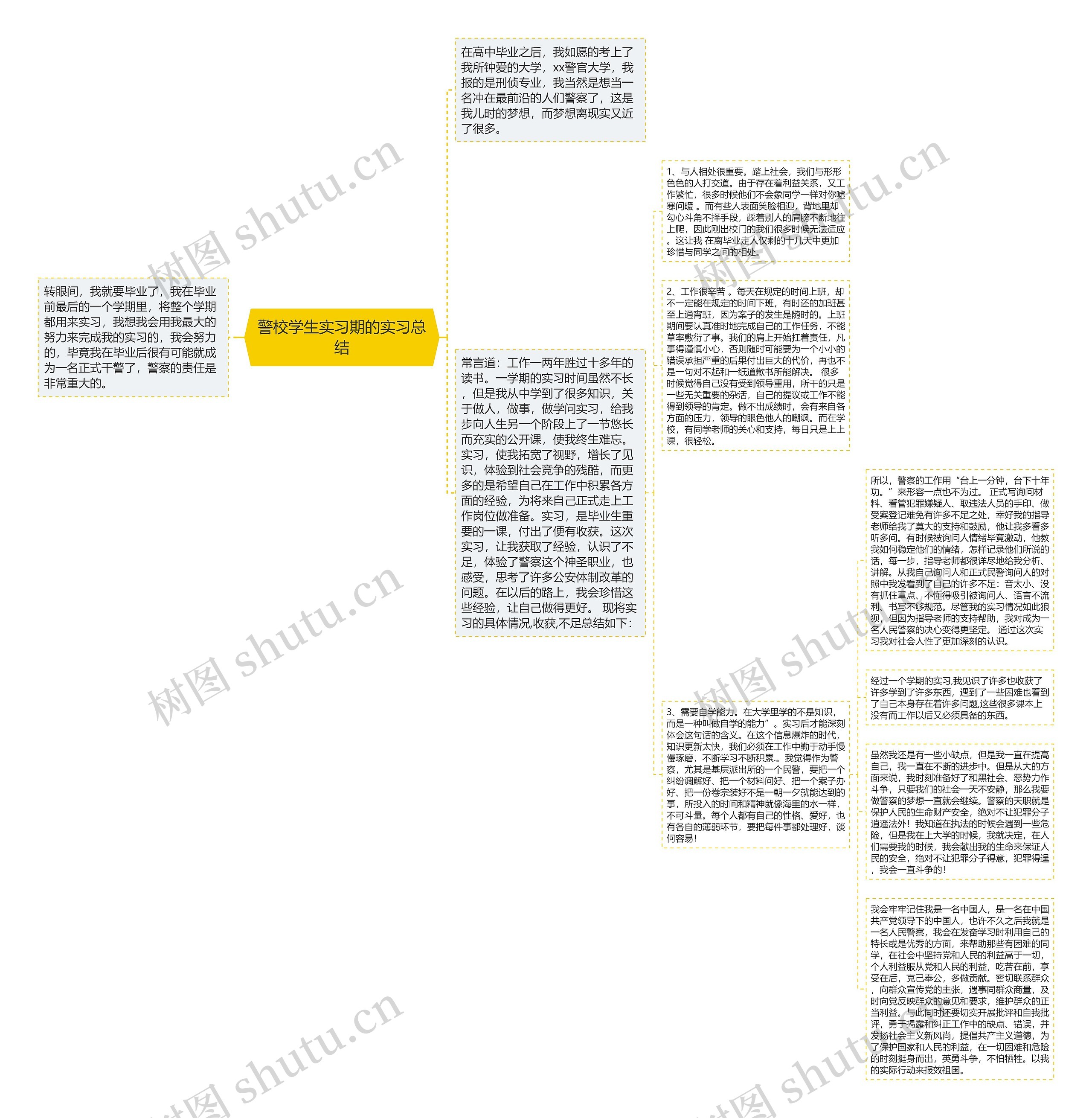 警校学生实习期的实习总结思维导图