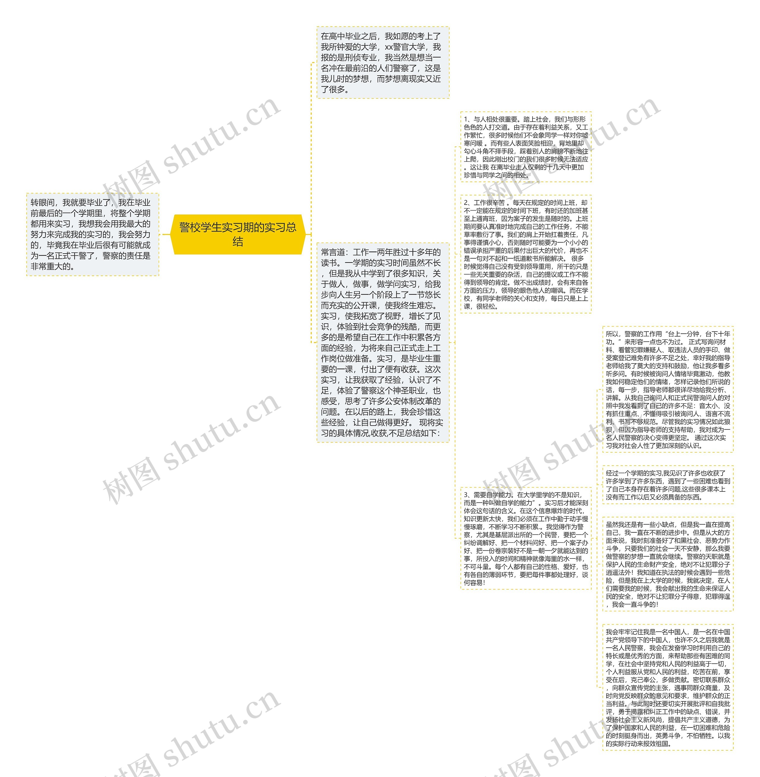 警校学生实习期的实习总结思维导图高清图 警校学生实习期的实习总结思维导图