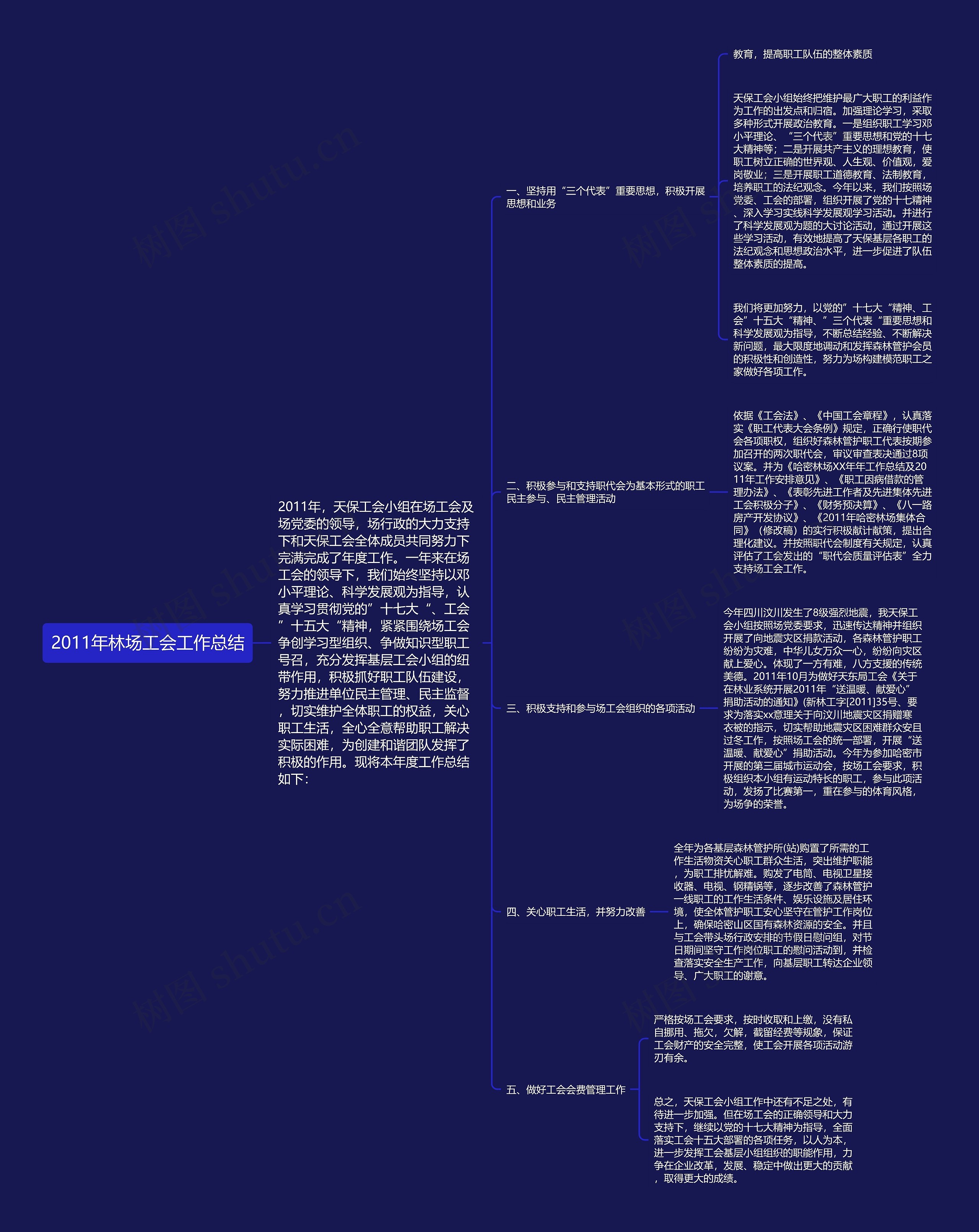 2011年林场工会工作总结思维导图