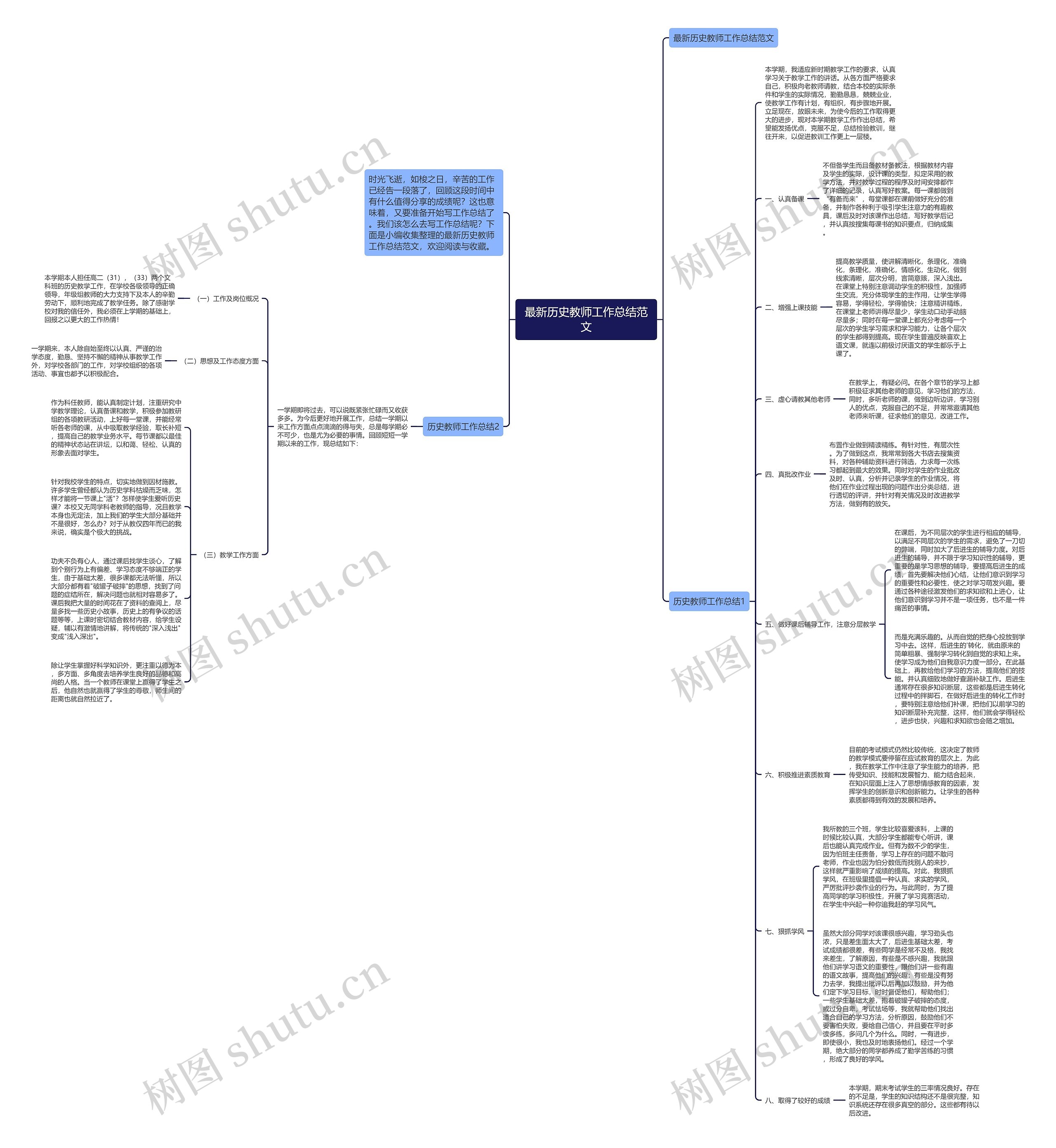 最新历史教师工作总结范文思维导图