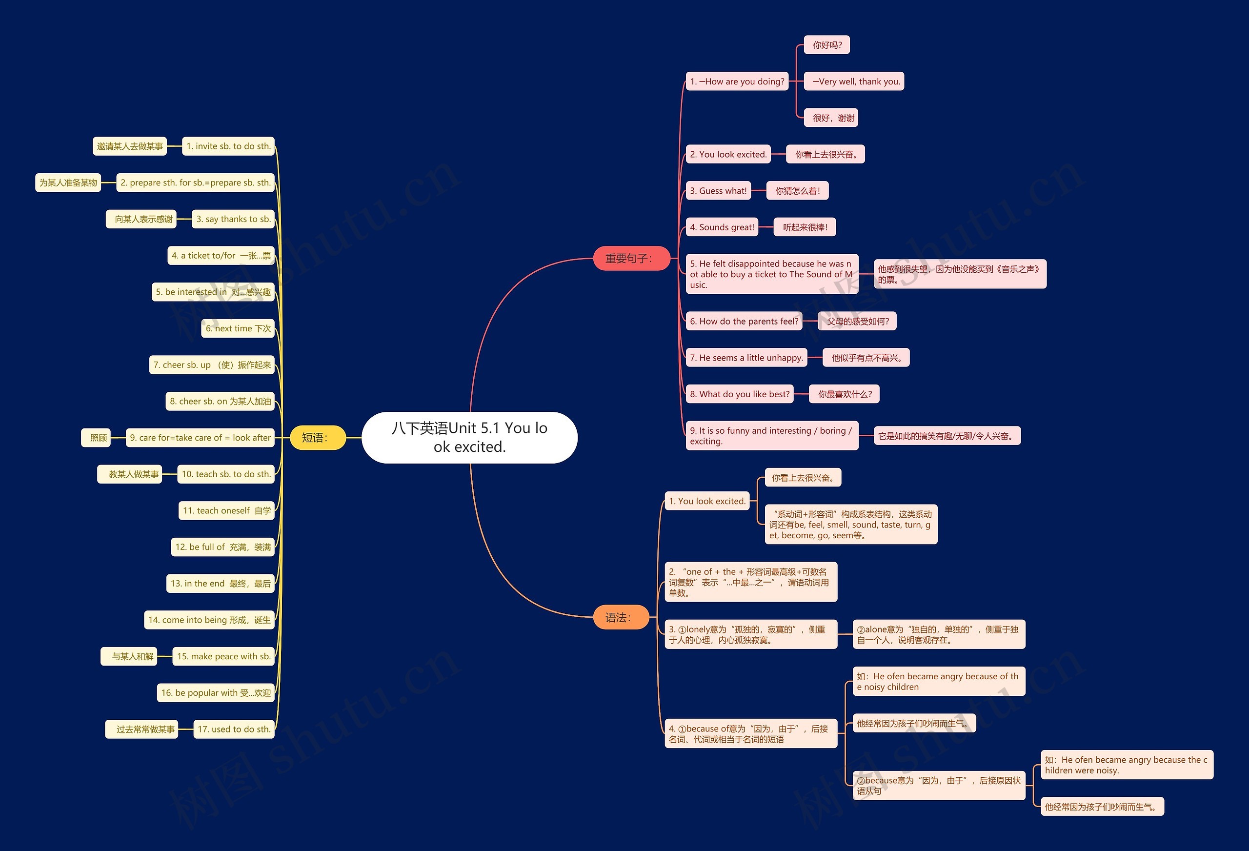 八下英语Unit 5.1 You look excited.思维导图