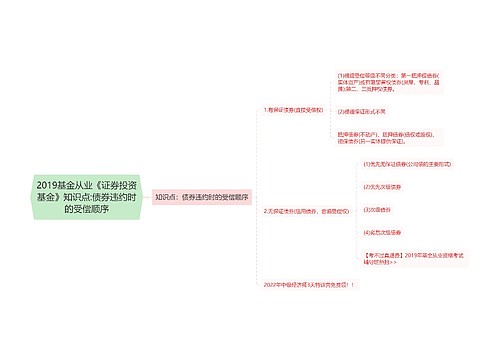 2019基金从业《证券投资基金》知识点:债券违约时的受偿顺序