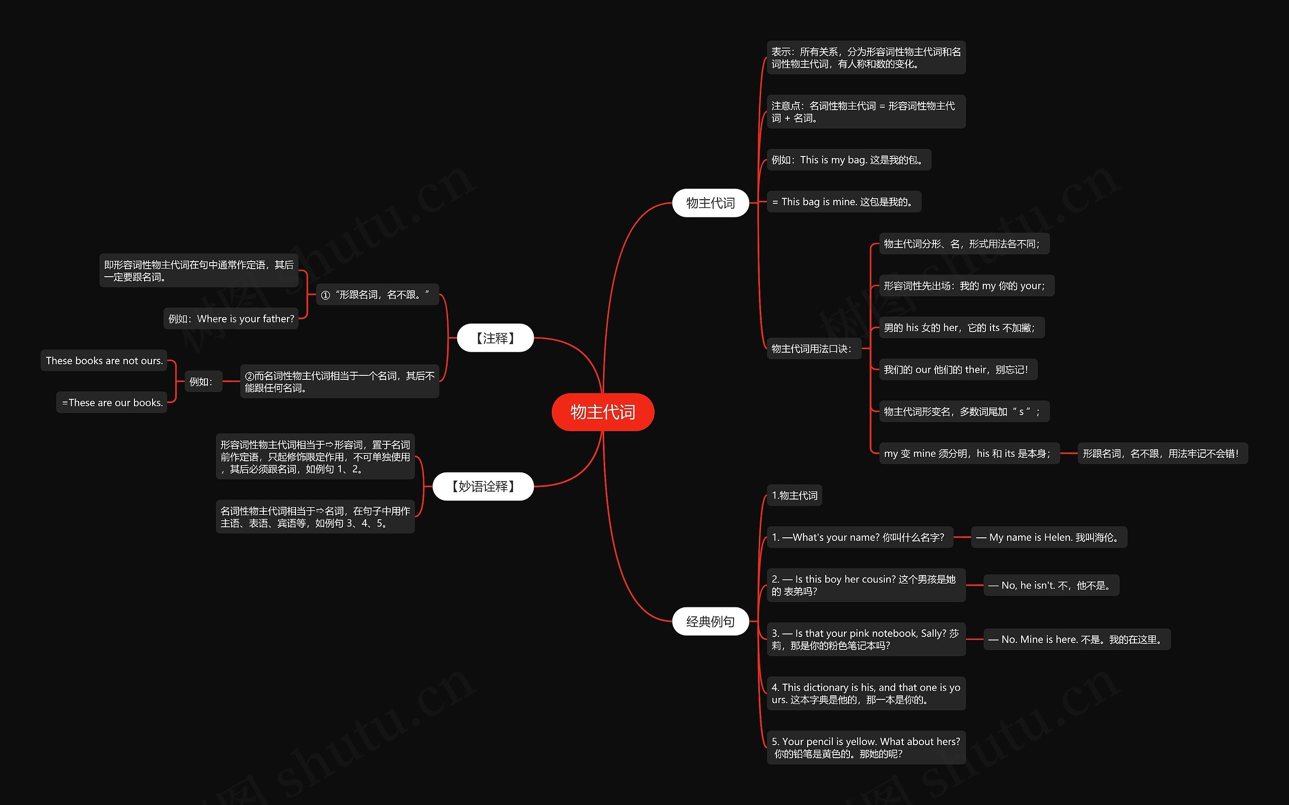 物主代词思维导图
