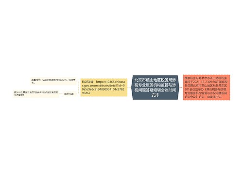 北京市燕山地区税务局涉税专业服务机构监管与涉税问题答疑培训会议时间安排