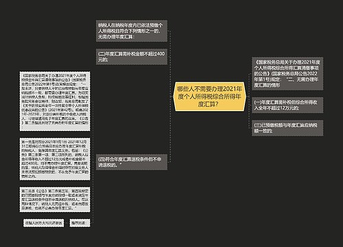 哪些人不需要办理2021年度个人所得税综合所得年度汇算？