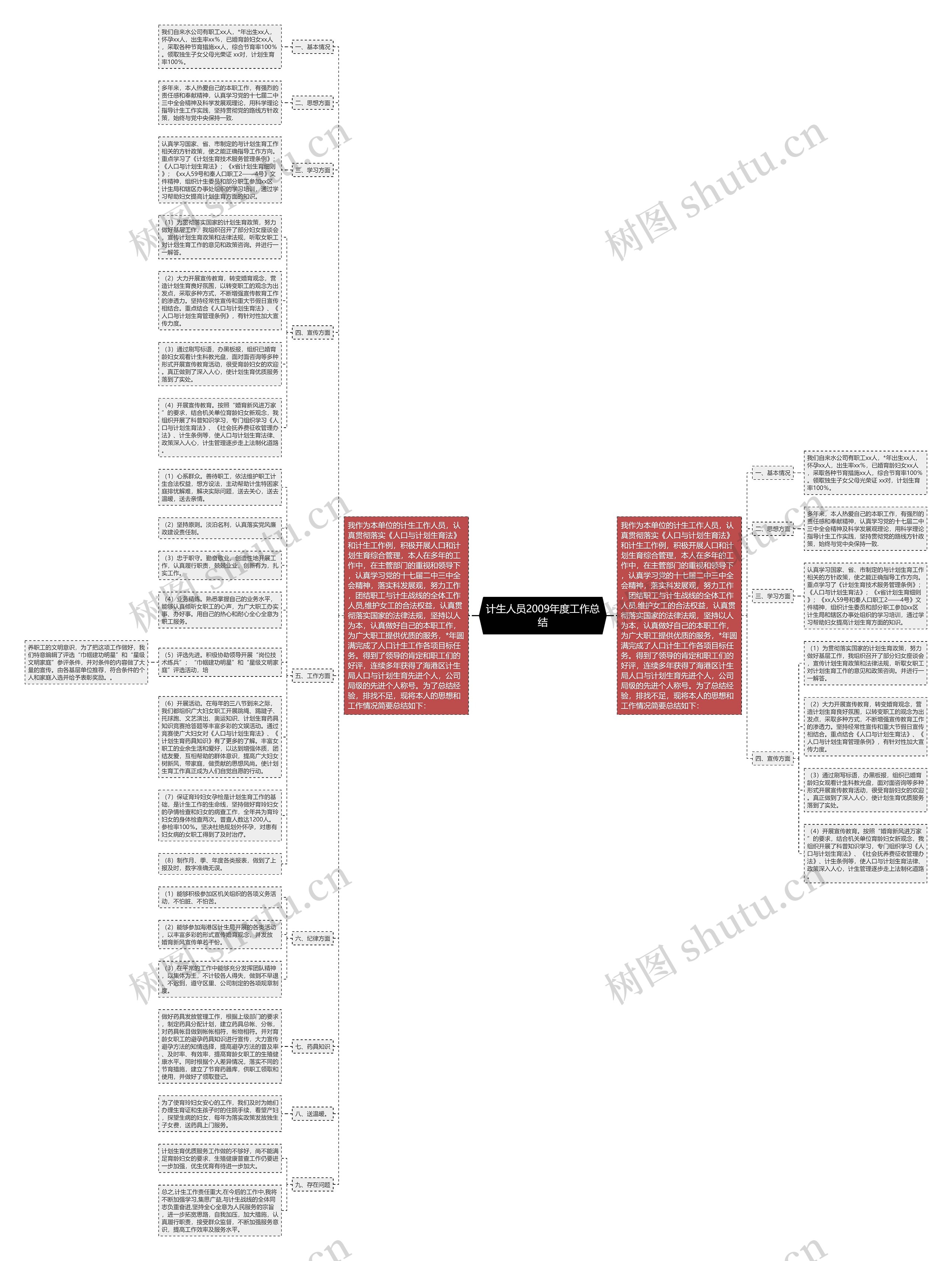 计生人员2009年度工作总结思维导图