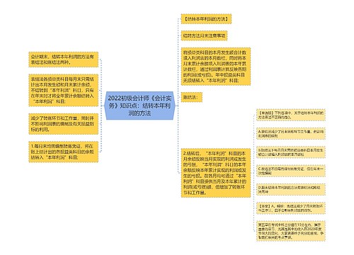2022初级会计师《会计实务》知识点：结转本年利润的方法