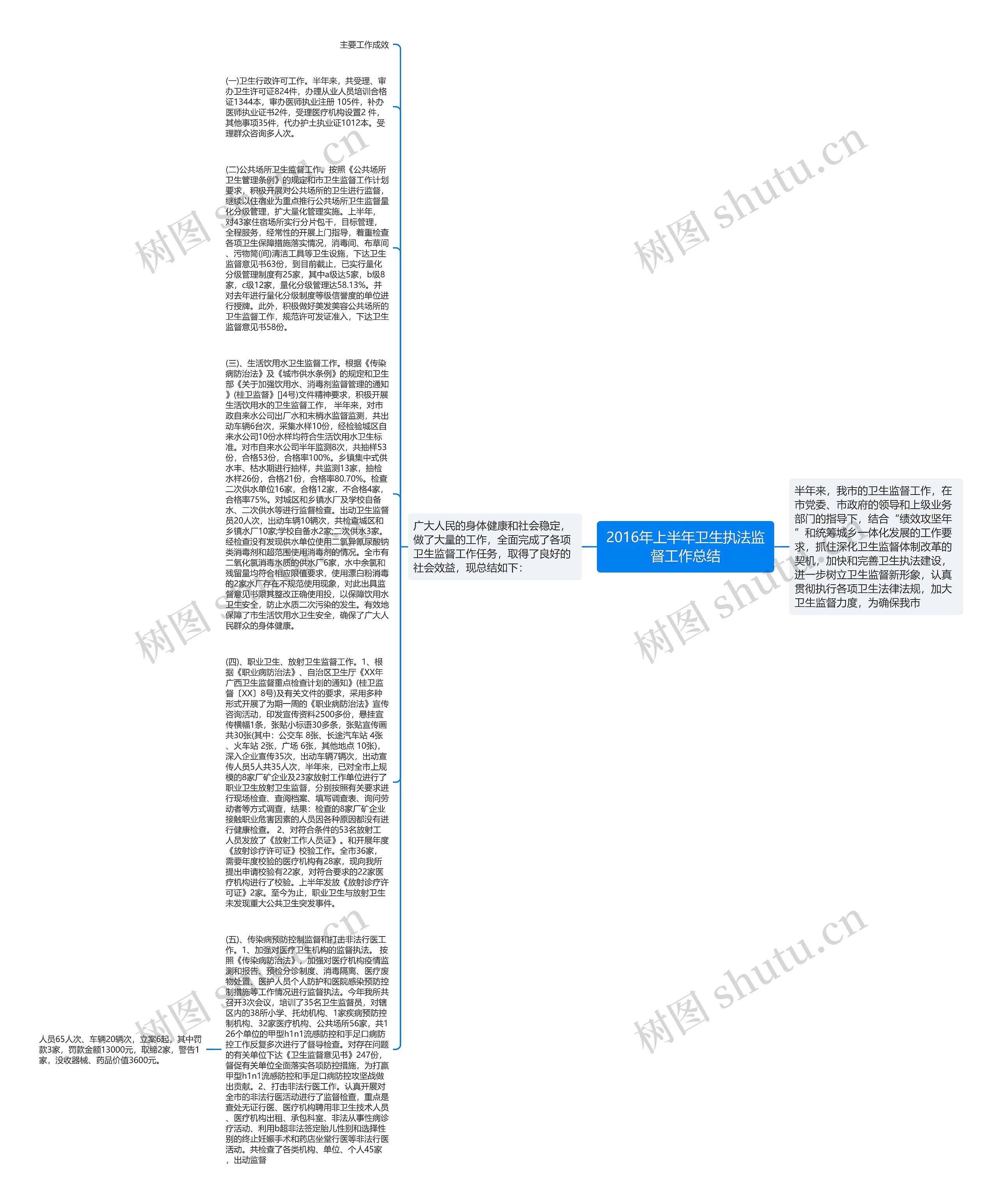 2016年上半年卫生执法监督工作总结思维导图