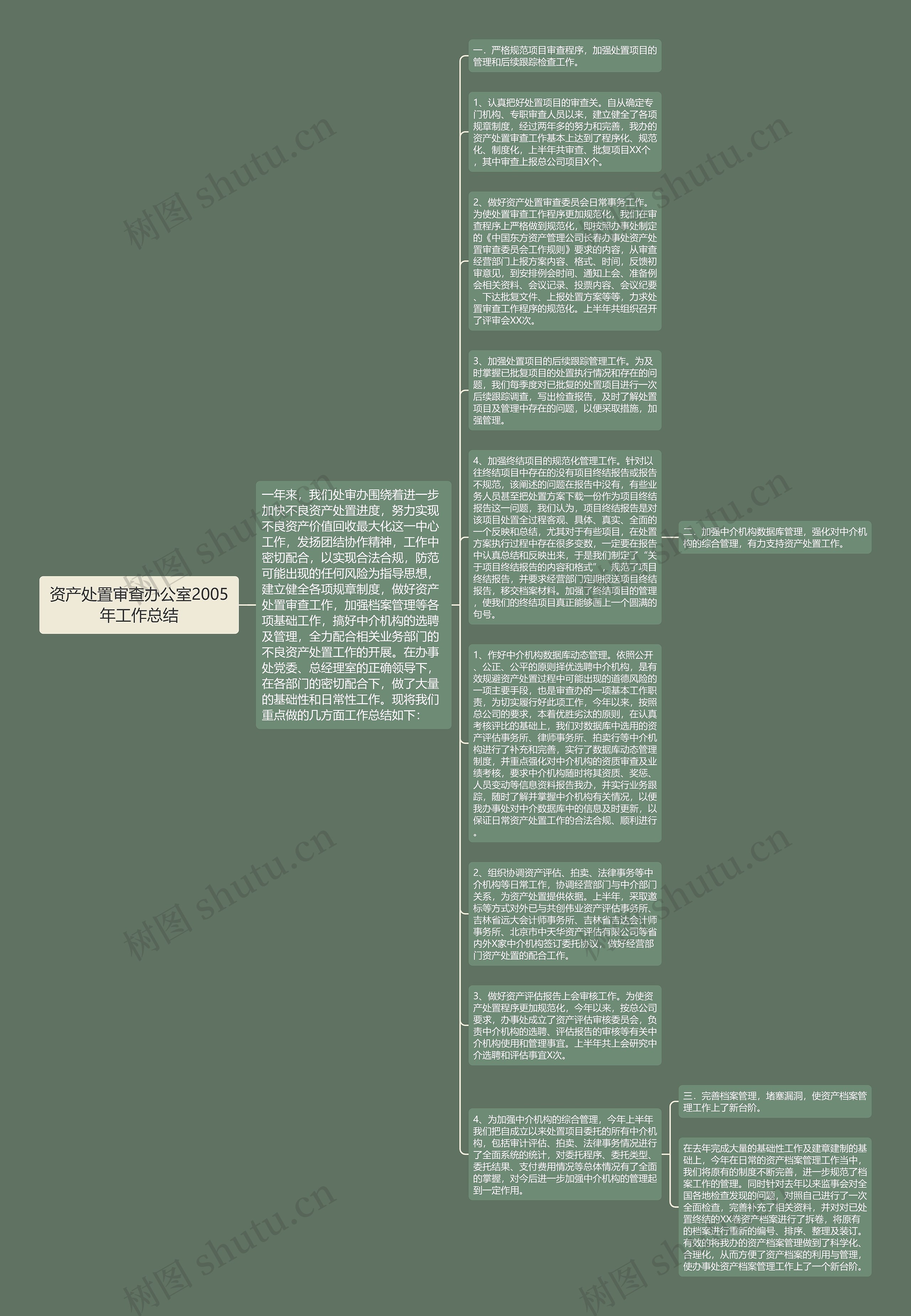 资产处置审查办公室2005年工作总结思维导图