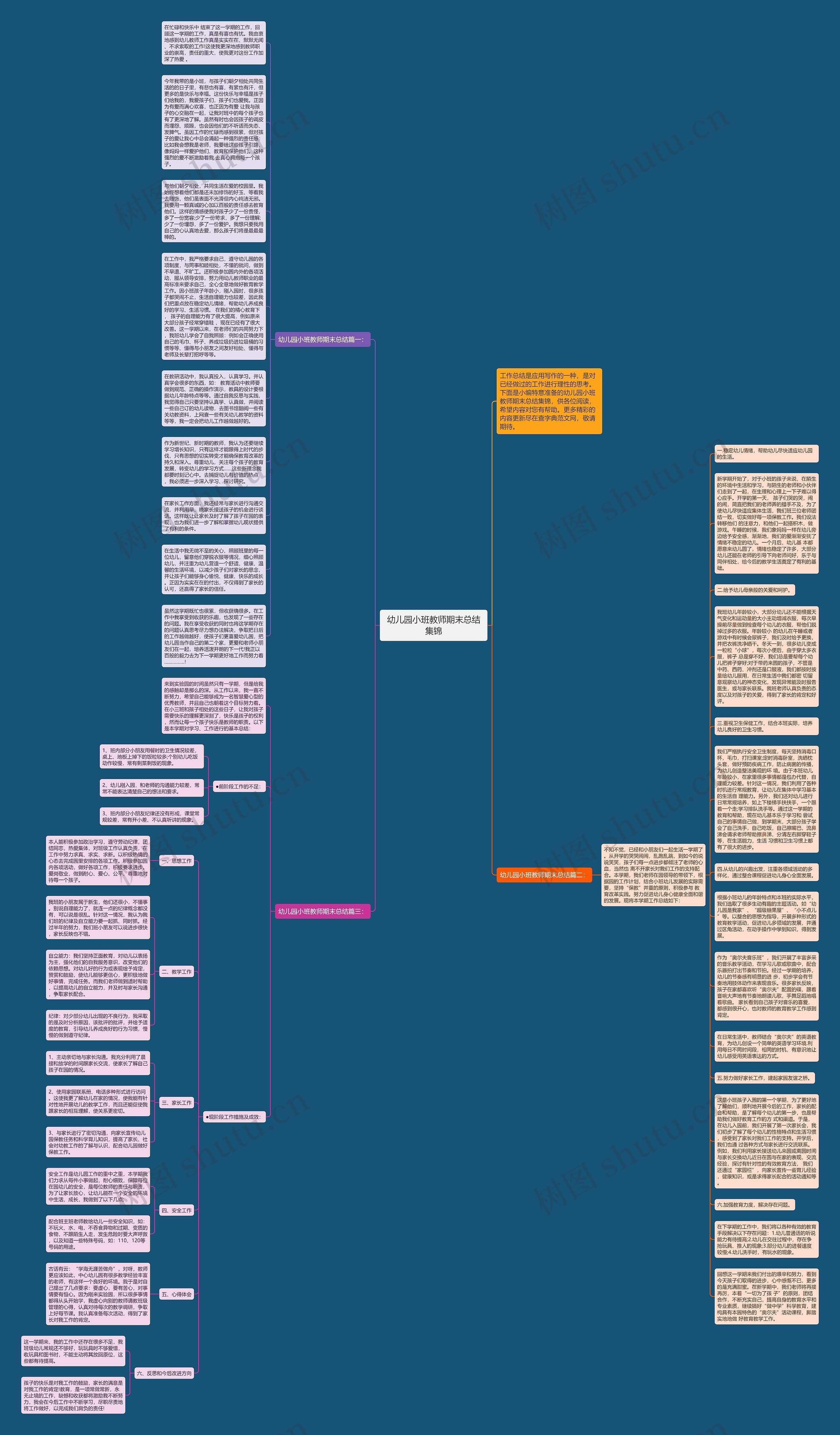 幼儿园小班教师期末总结集锦思维导图