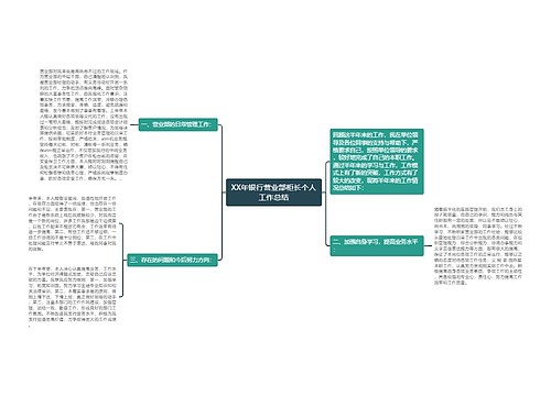 XX年银行营业部柜长个人工作总结