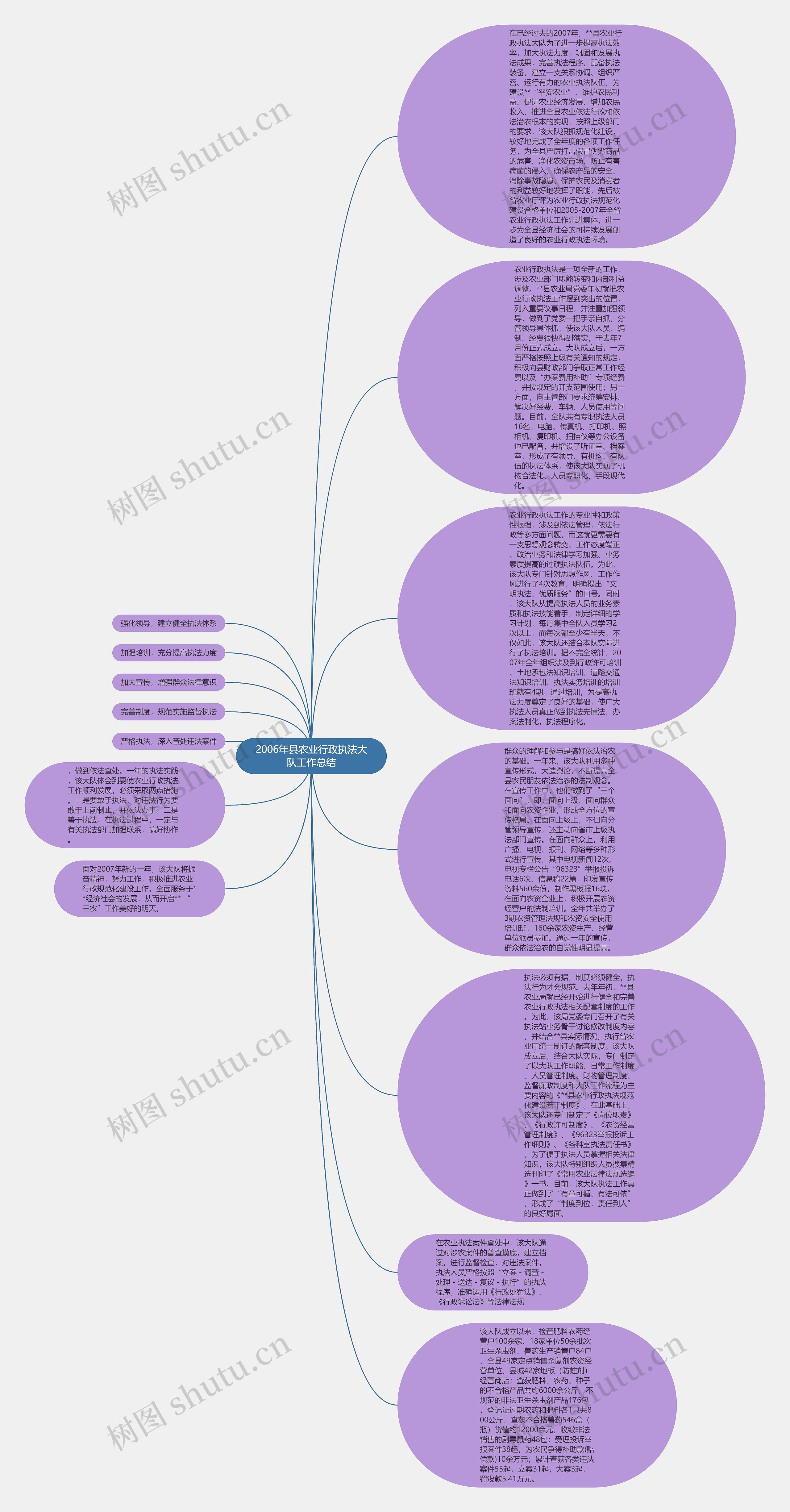 2006年县农业行政执法大队工作总结思维导图
