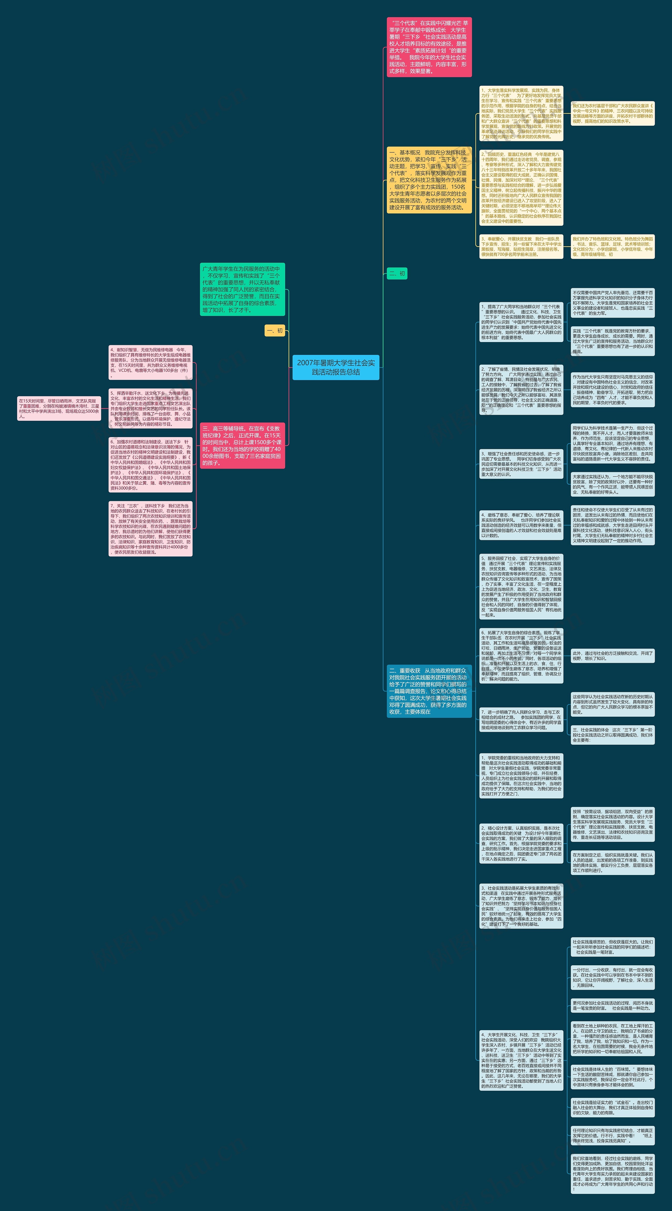 2007年暑期大学生社会实践活动报告总结思维导图