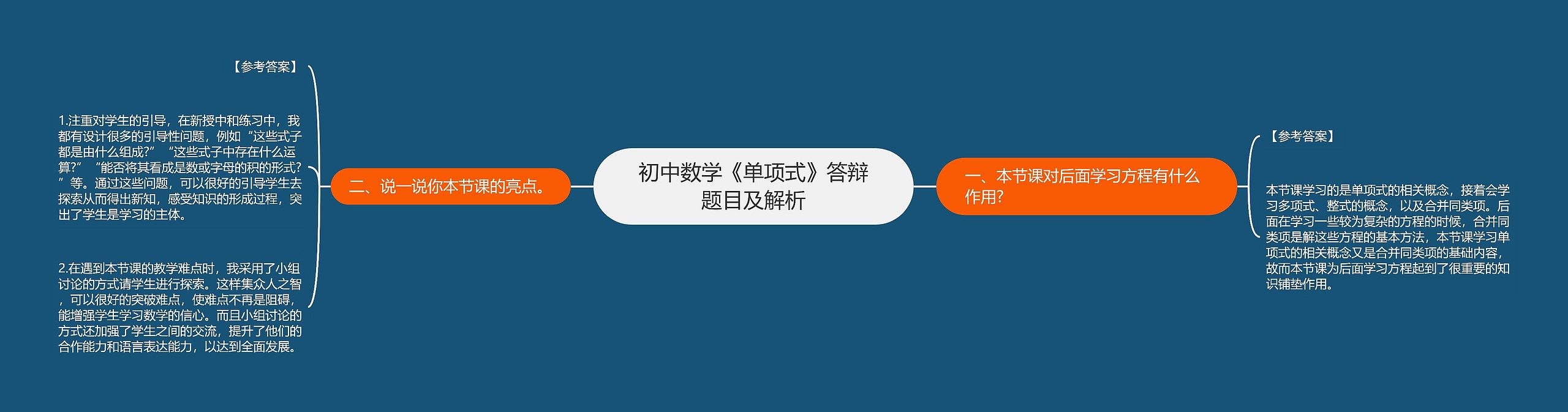 初中数学《单项式》答辩题目及解析
