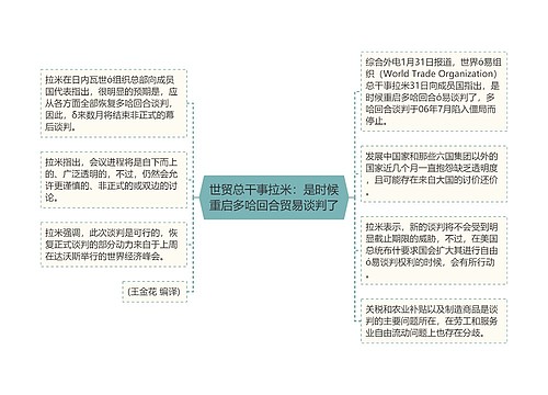 世贸总干事拉米：是时候重启多哈回合贸易谈判了