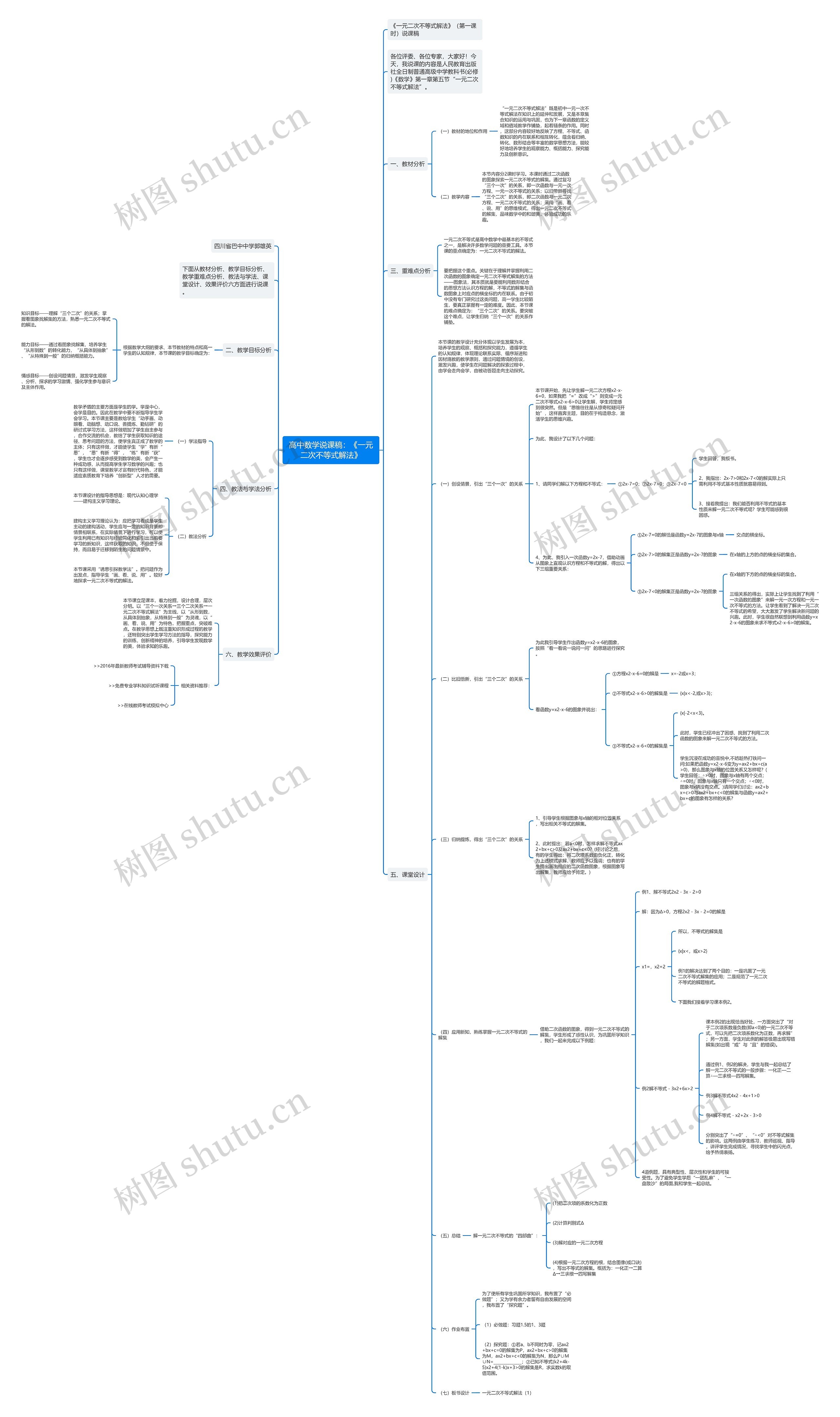 高中数学说课稿:《一元二次不等式解法》 高中数学说课稿:《一元二次不等式解法》