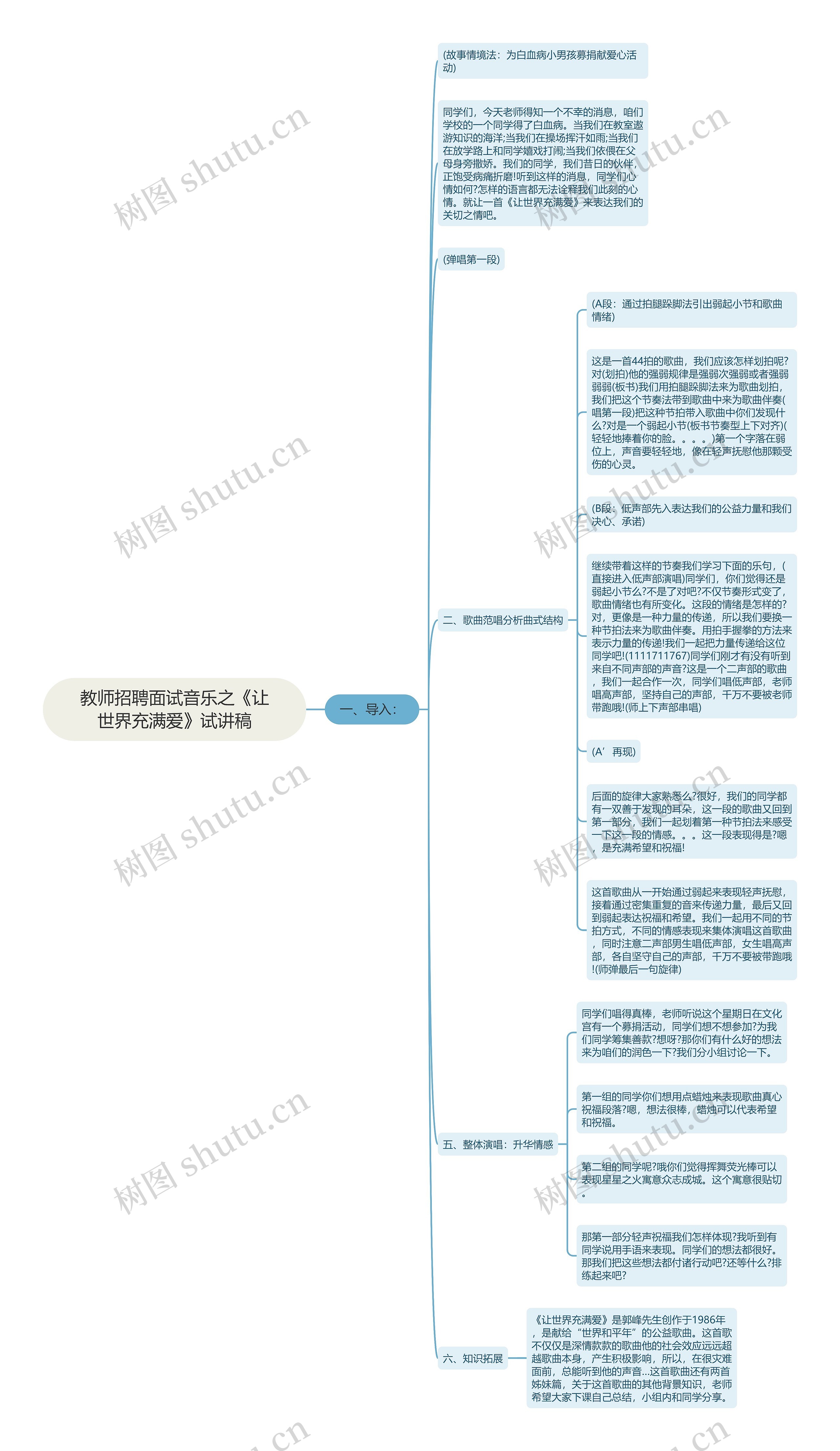 教师招聘面试音乐之《让世界充满爱》试讲稿