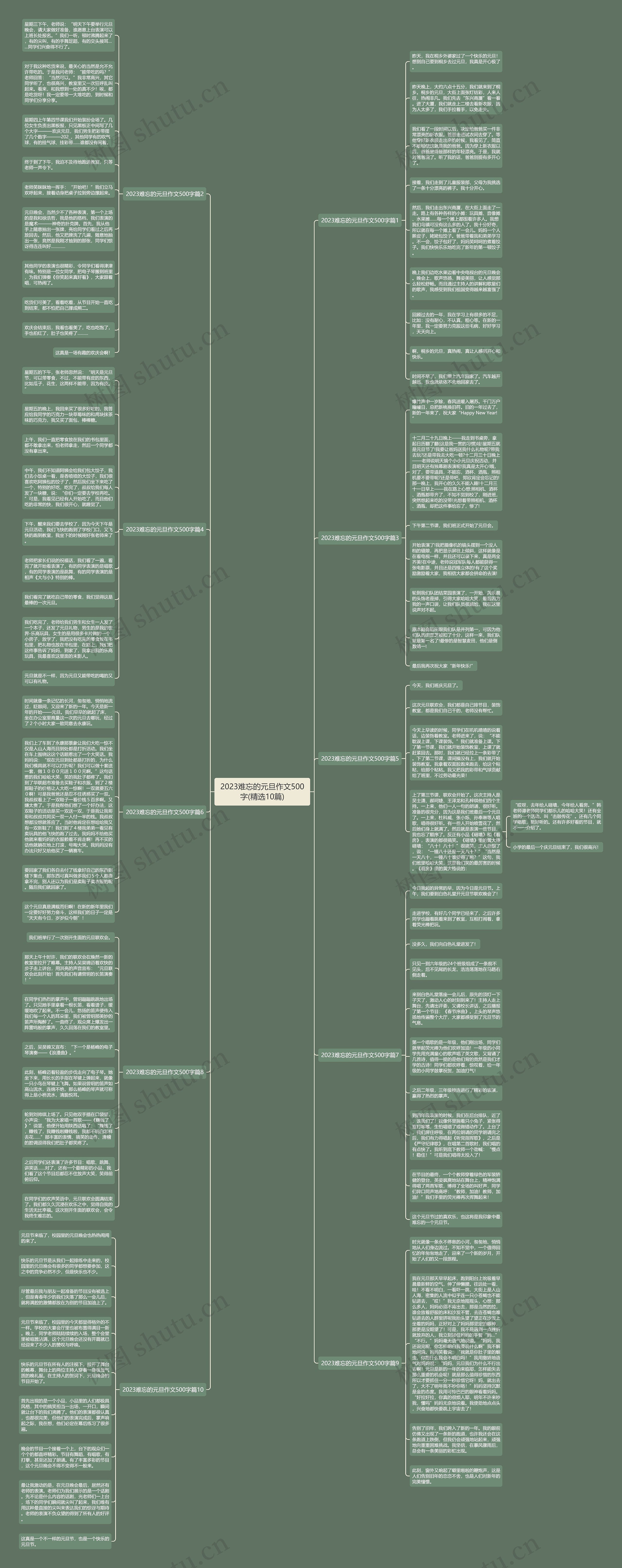 2023难忘的元旦作文500字(精选10篇)思维导图