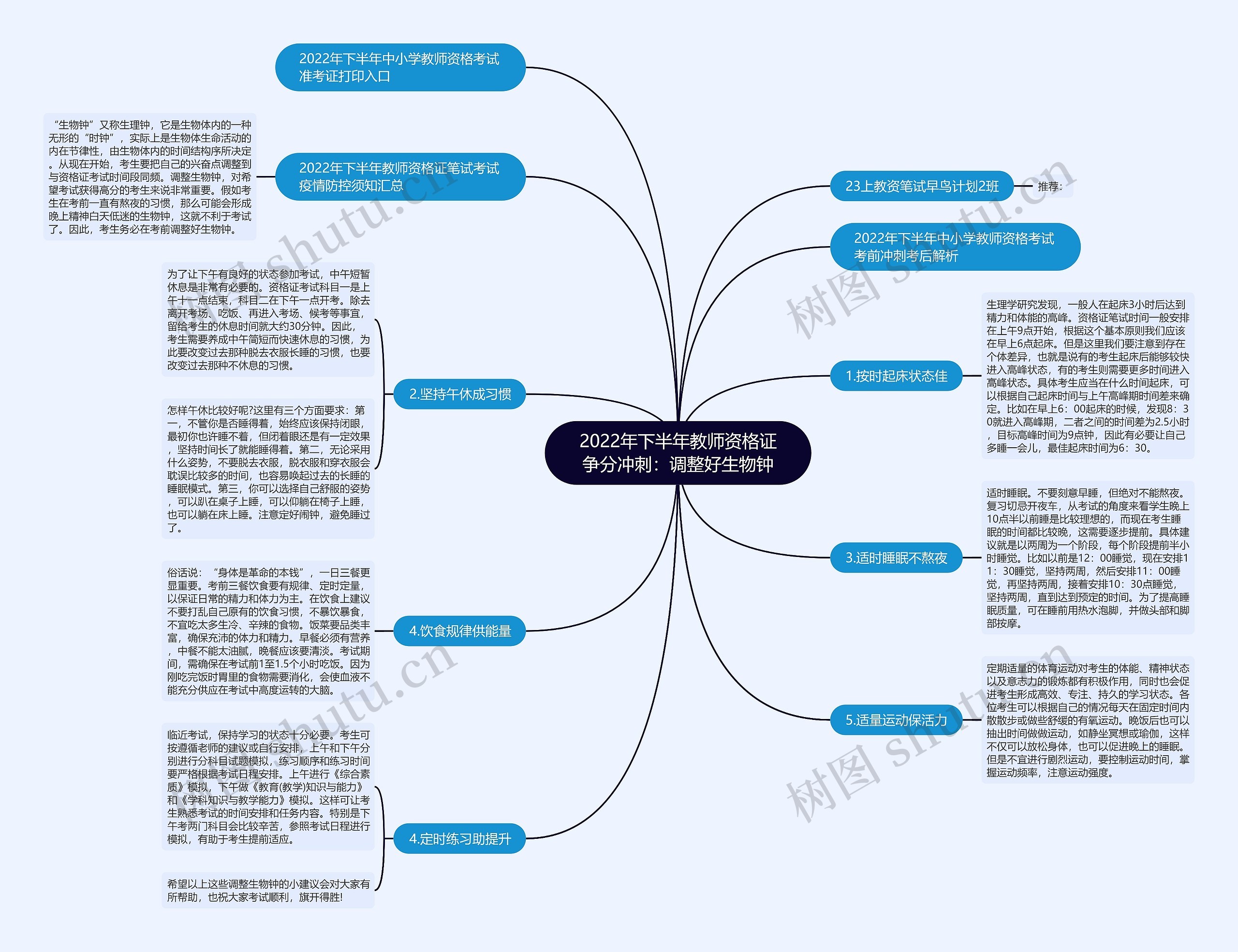 2022年下半年教师资格证争分冲刺：调整好生物钟思维导图