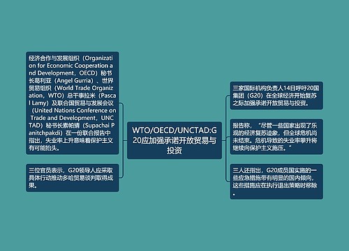 WTO/OECD/UNCTAD:G20应加强承诺开放贸易与投资