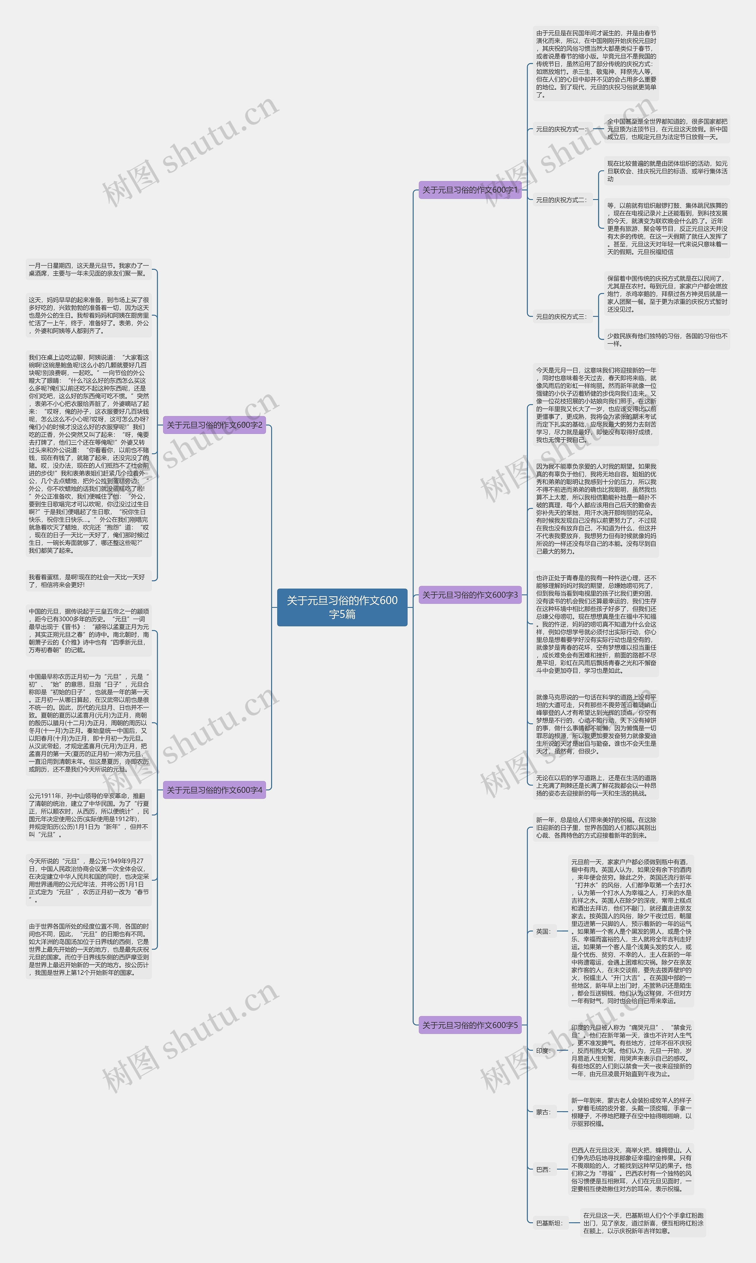 关于元旦习俗的作文600字5篇思维导图