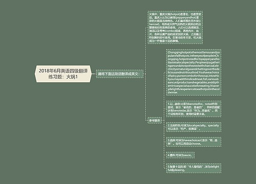 2018年6月英语四级翻译练习题：火锅1