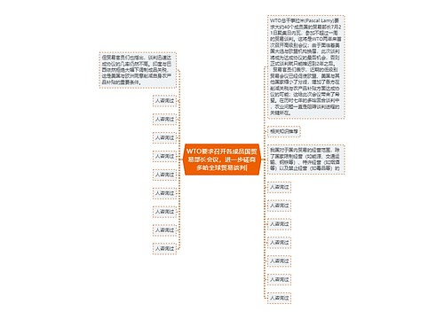 WTO要求召开各成员国贸易部长会议，进一步磋商多哈全球贸易谈判|