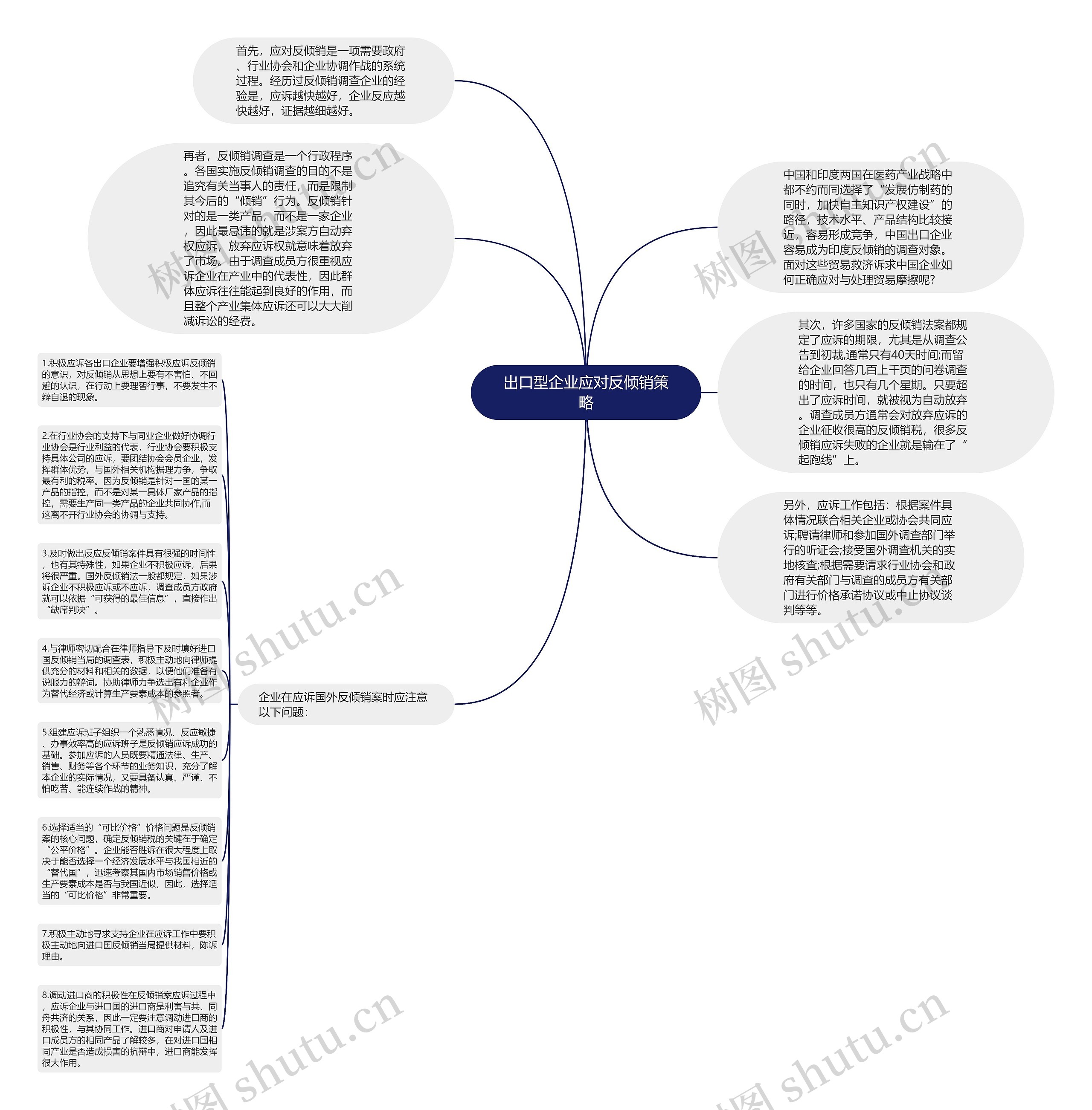 出口型企业应对反倾销策略思维导图