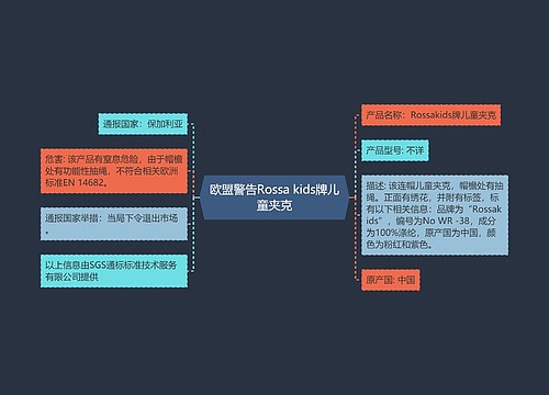 欧盟警告Rossa kids牌儿童夹克