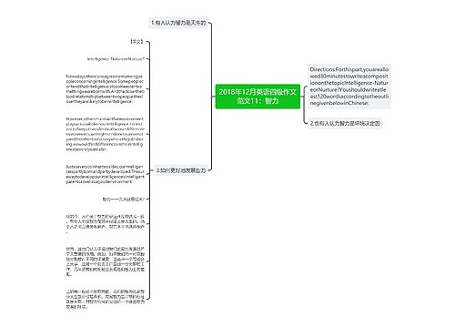 2018年12月英语四级作文范文11：智力