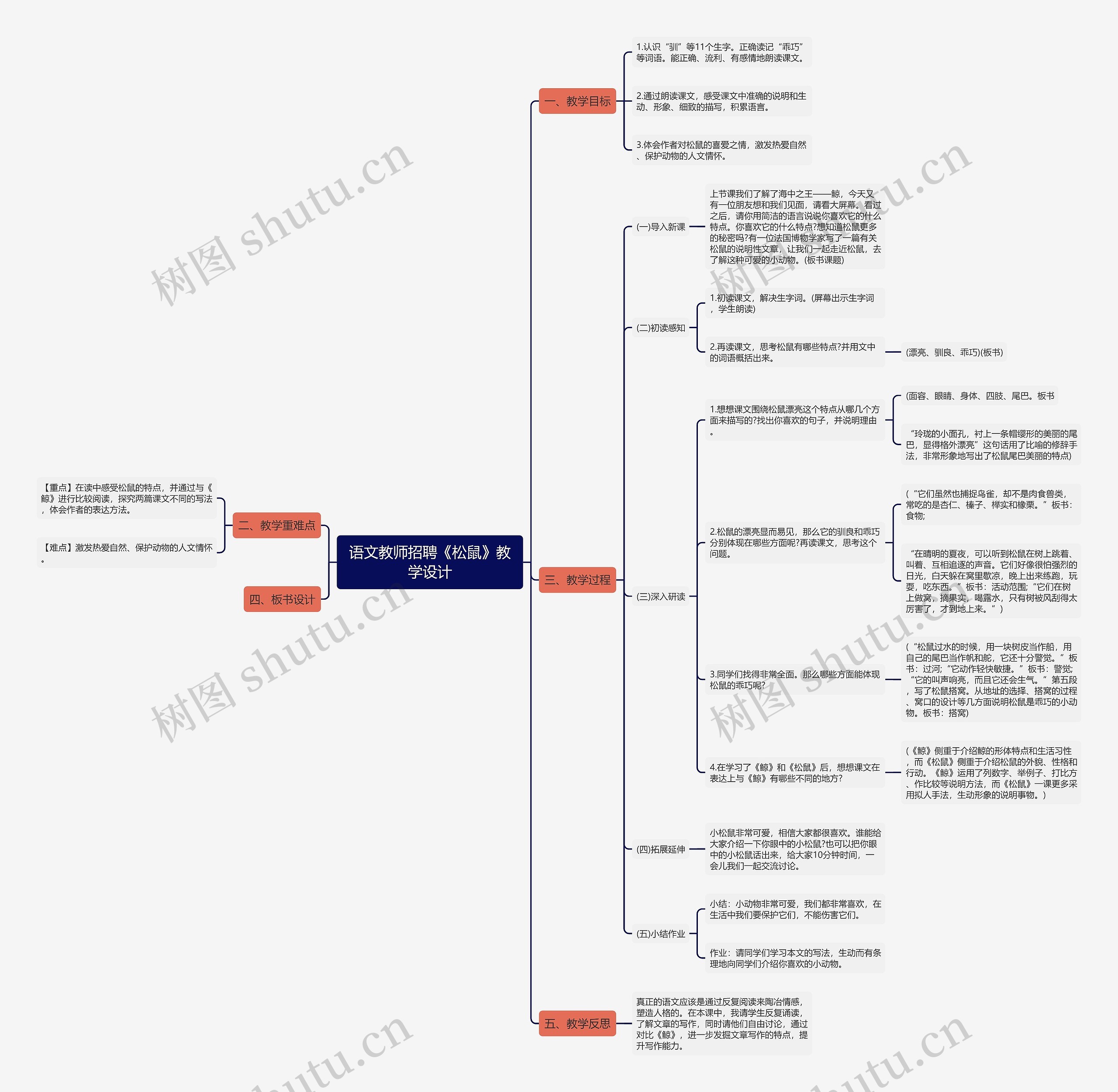 语文教师招聘《松鼠》教学设计思维导图