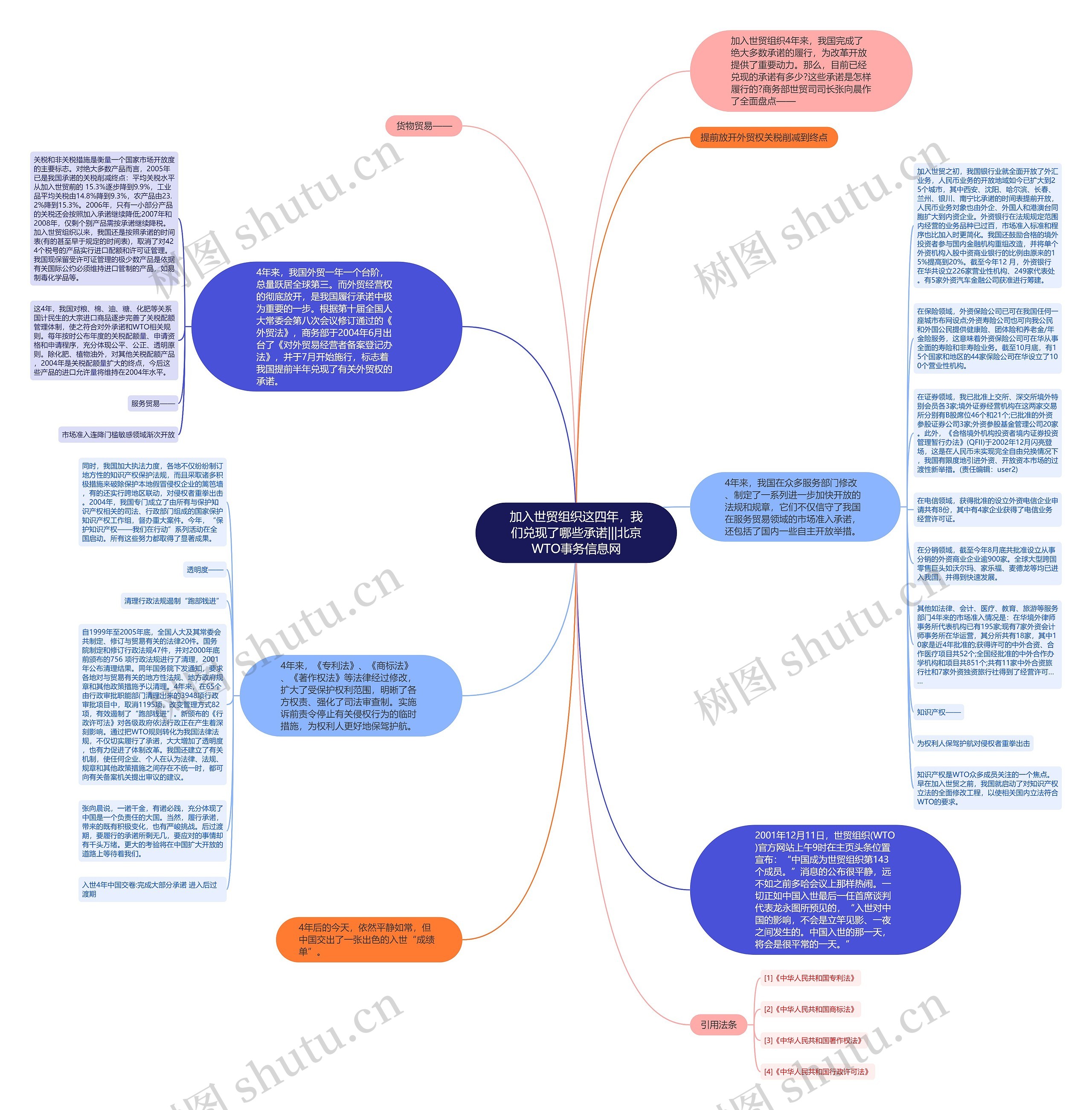 加入世贸组织这四年，我们兑现了哪些承诺|||北京WTO事务信息网思维导图