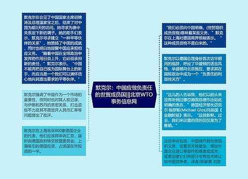 默克尔：中国应做负责任的世贸成员国|||北京WTO事务信息网