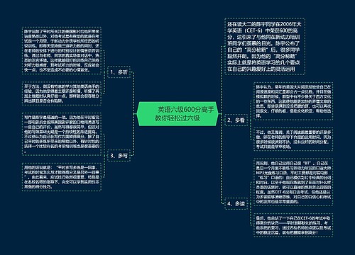         	英语六级600分高手教你轻松过六级