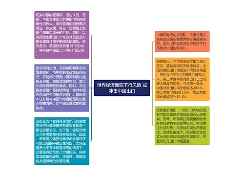 世界经济面临下行风险 或冲击中国出口