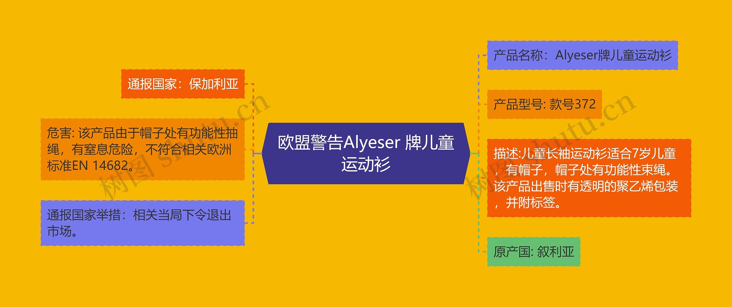 欧盟警告Alyeser 牌儿童运动衫