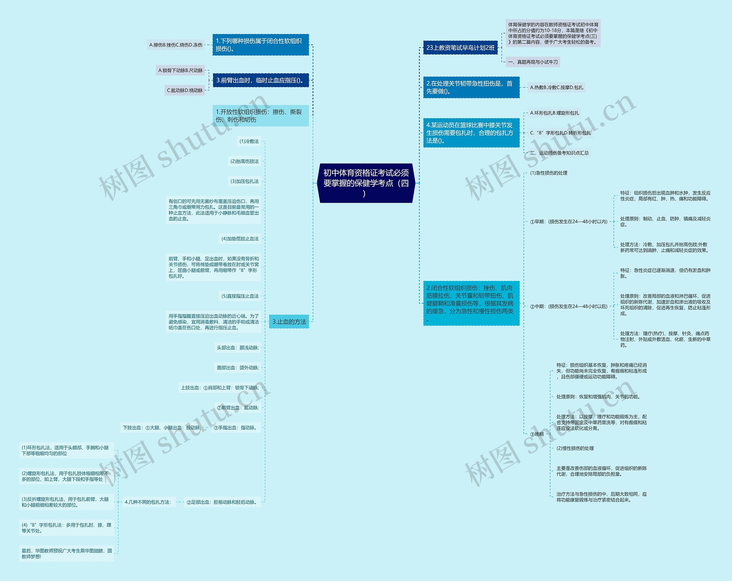 初中体育资格证考试必须要掌握的保健学考点（四）思维导图