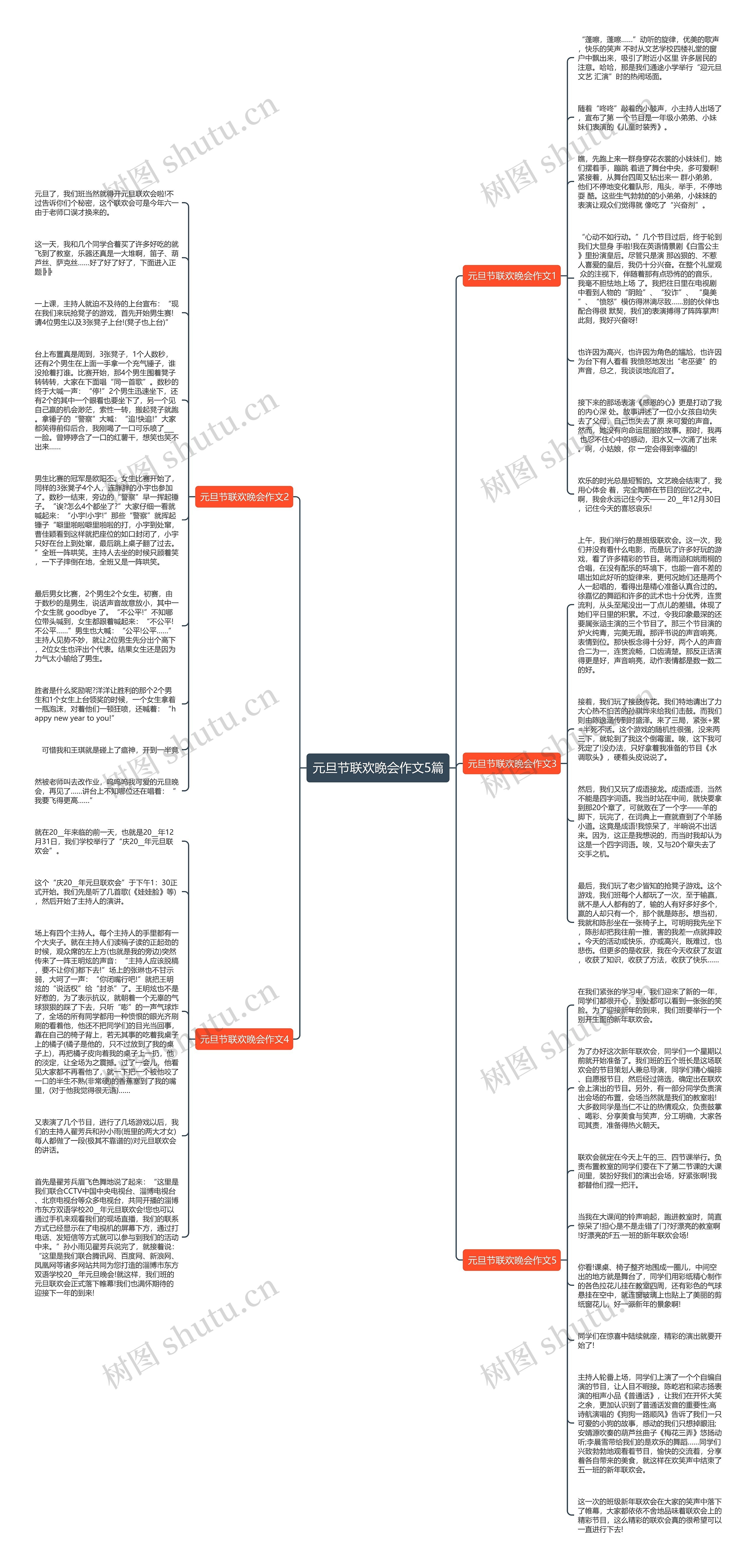 元旦节联欢晚会作文5篇思维导图