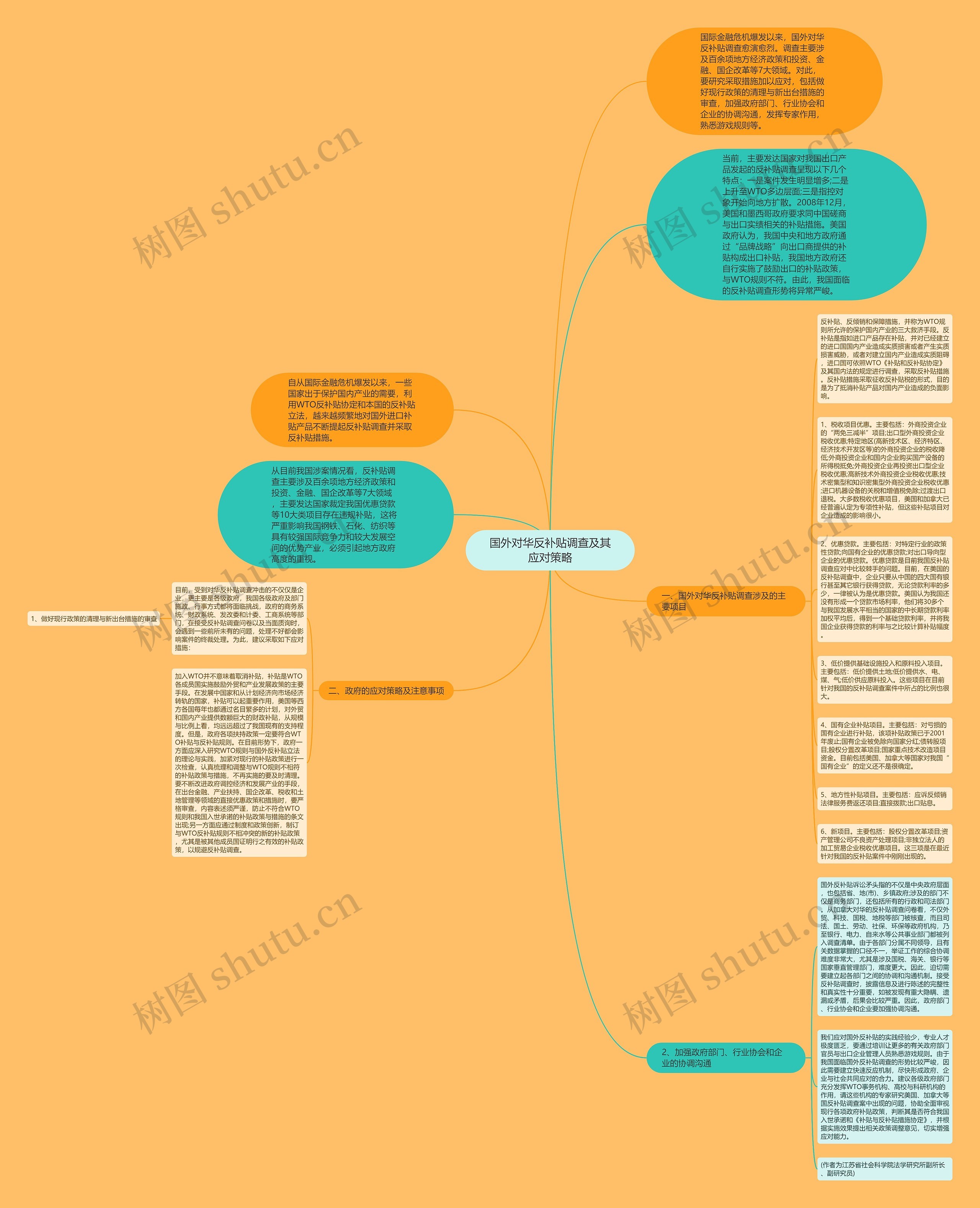 国外对华反补贴调查及其应对策略思维导图