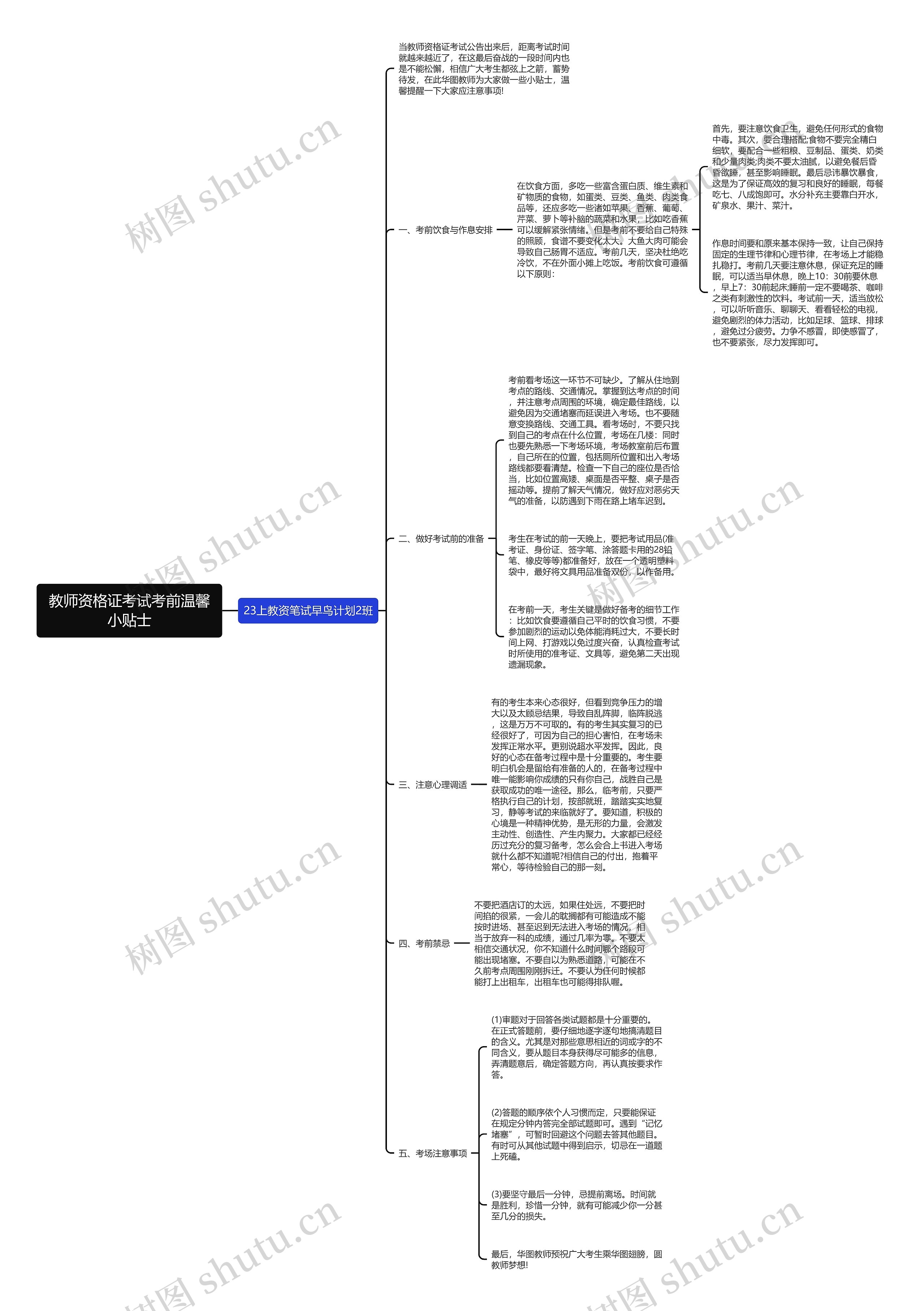 教师资格证考试考前温馨小贴士思维导图