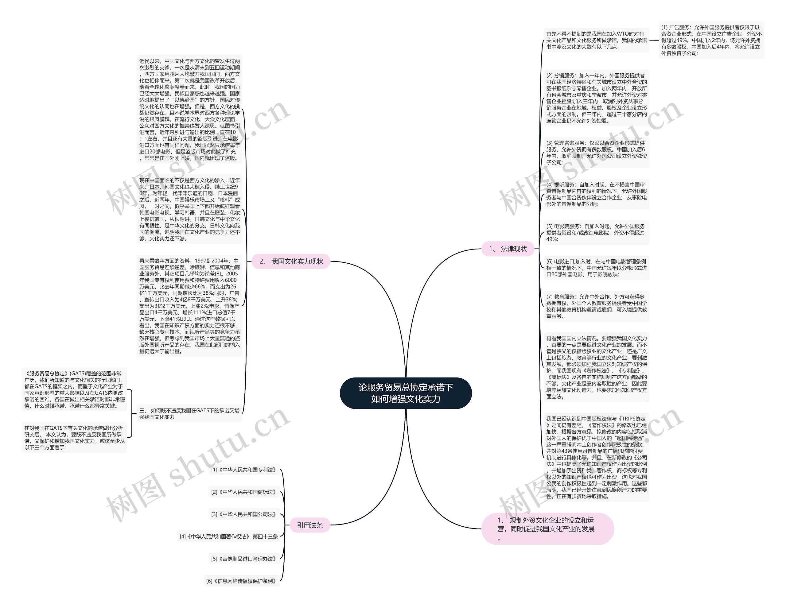 论服务贸易总协定承诺下如何增强文化实力思维导图