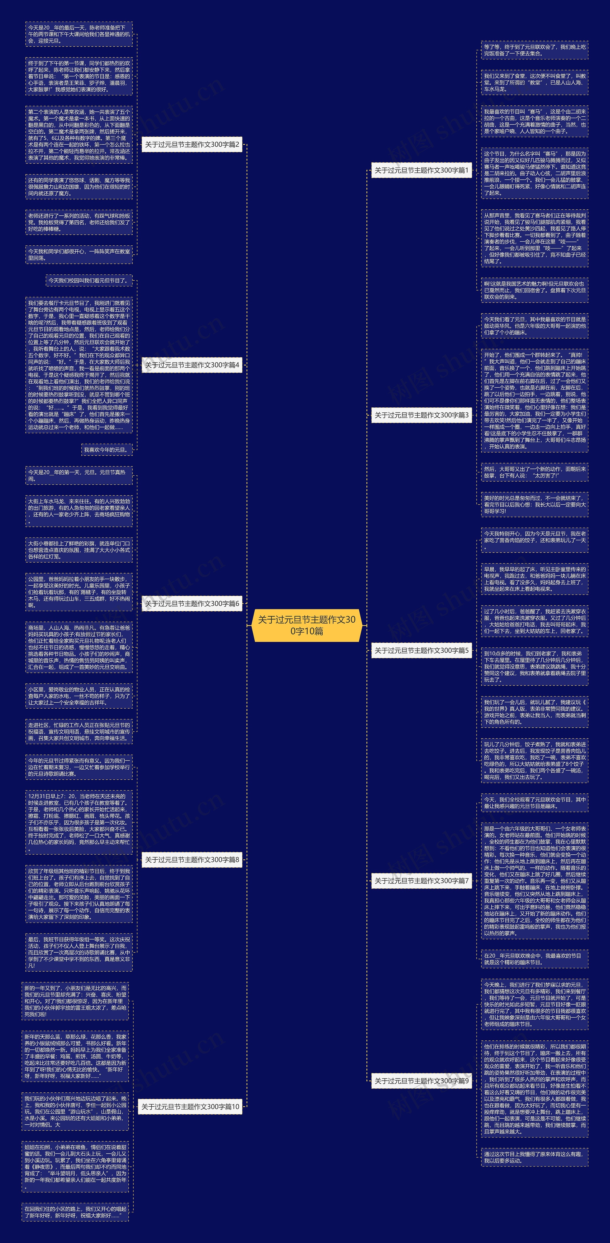 关于过元旦节主题作文300字10篇思维导图