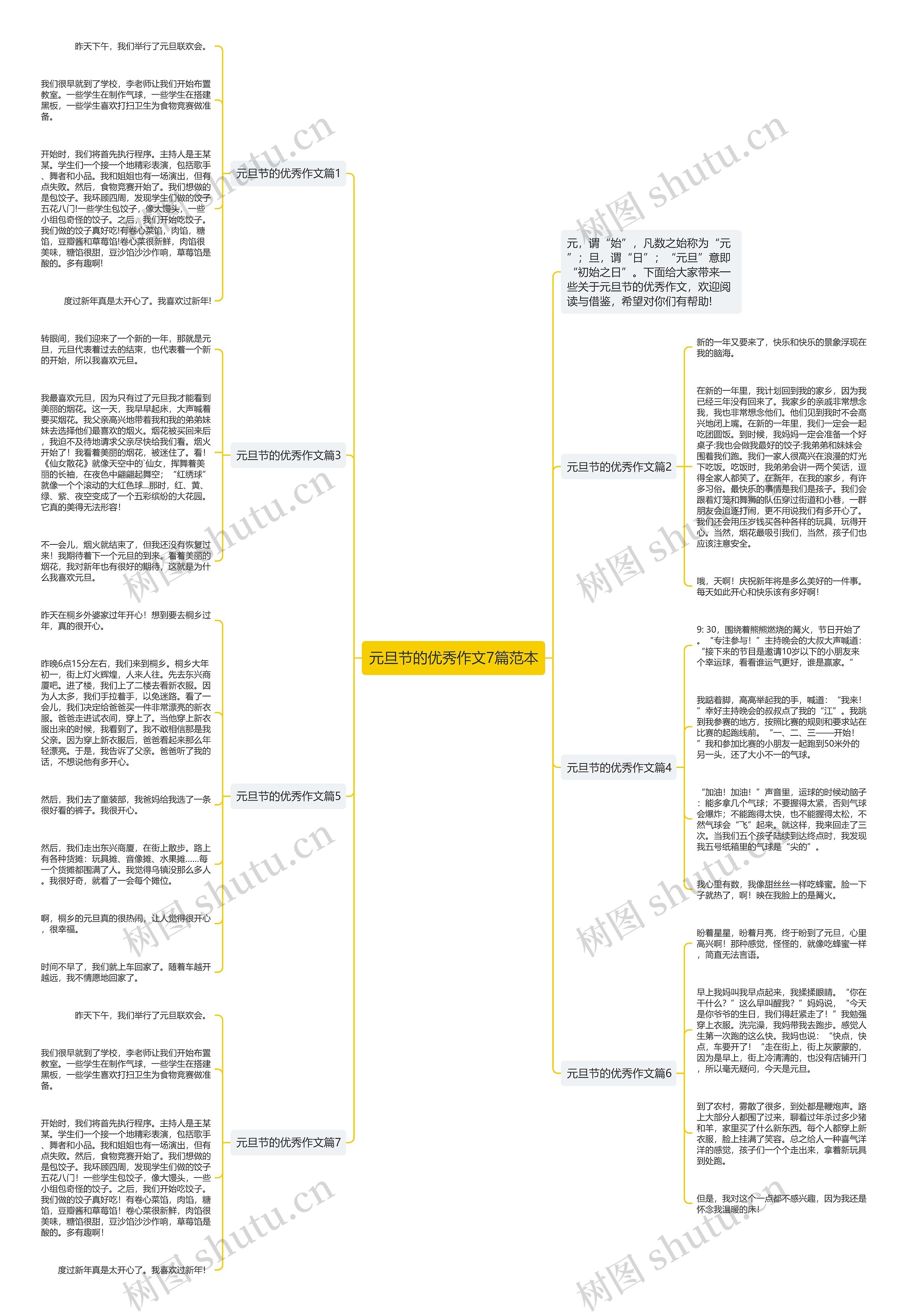 元旦节的优秀作文7篇范本思维导图