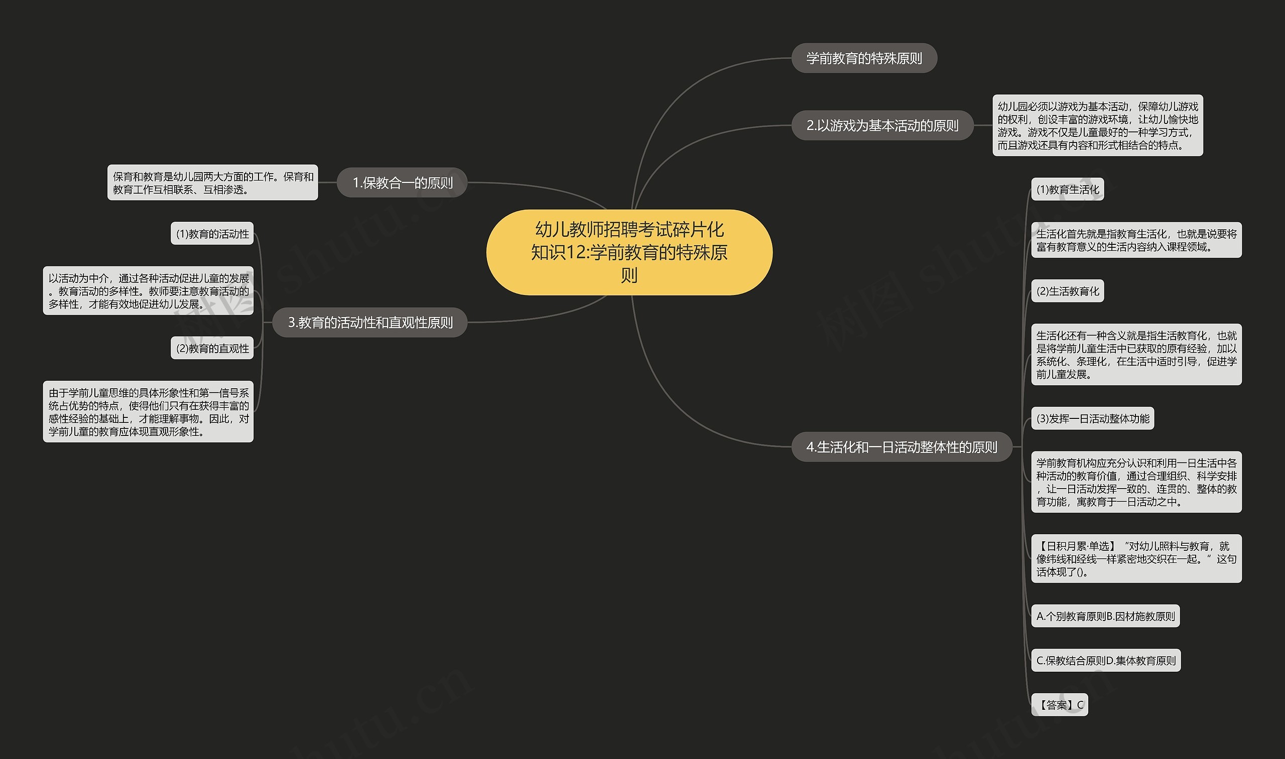 幼儿教师招聘考试碎片化知识12:学前教育的特殊原则思维导图