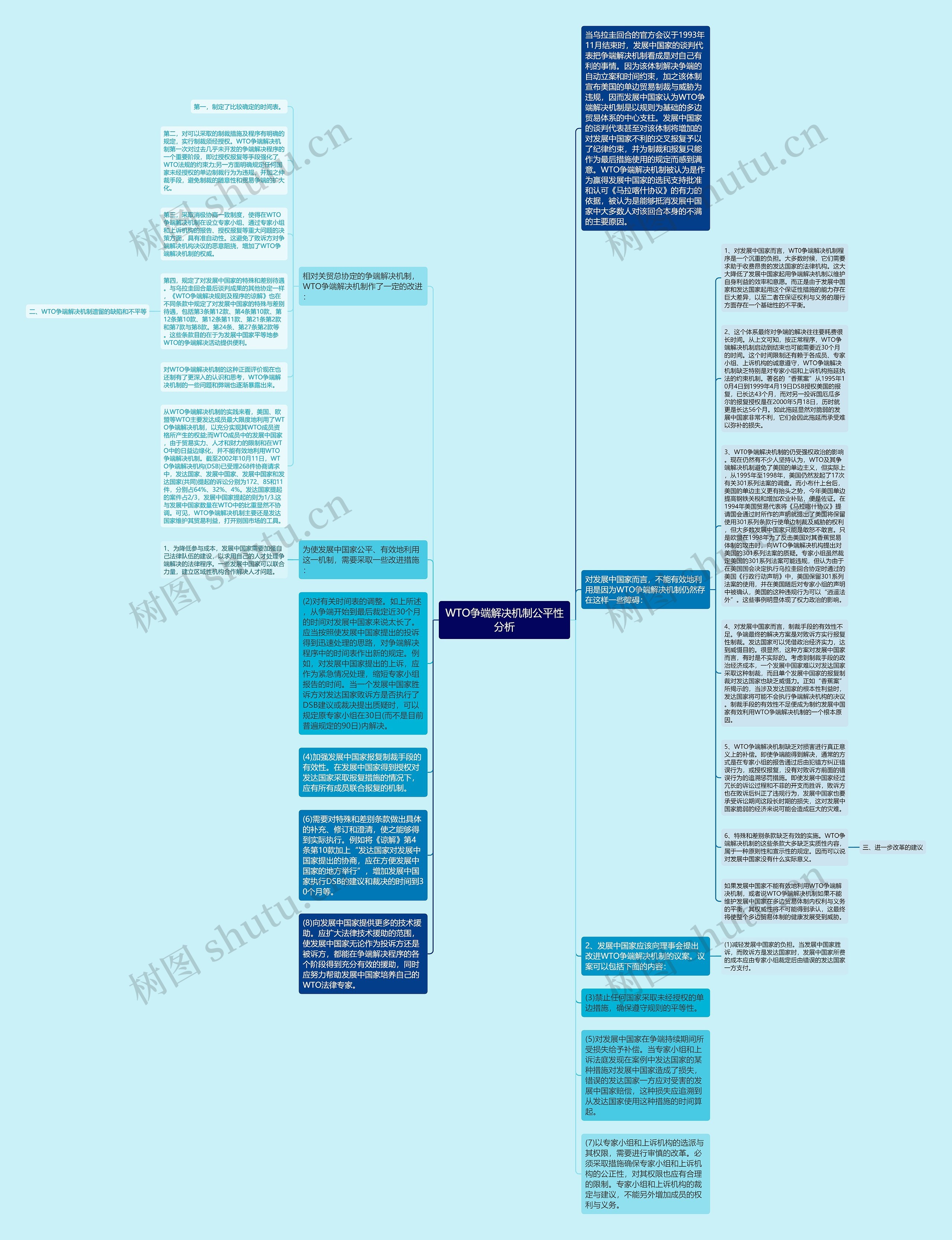WTO争端解决机制公平性分析思维导图