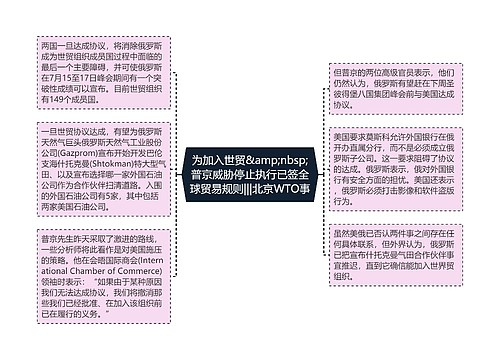 为加入世贸&amp;nbsp;普京威胁停止执行已签全球贸易规则|||北京WTO事