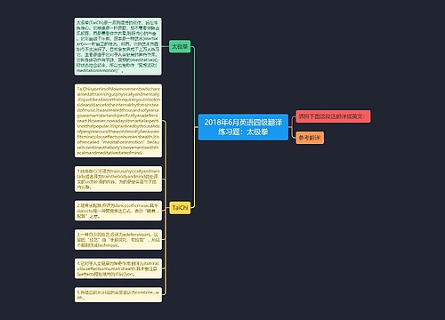 2018年6月英语四级翻译练习题：太极拳