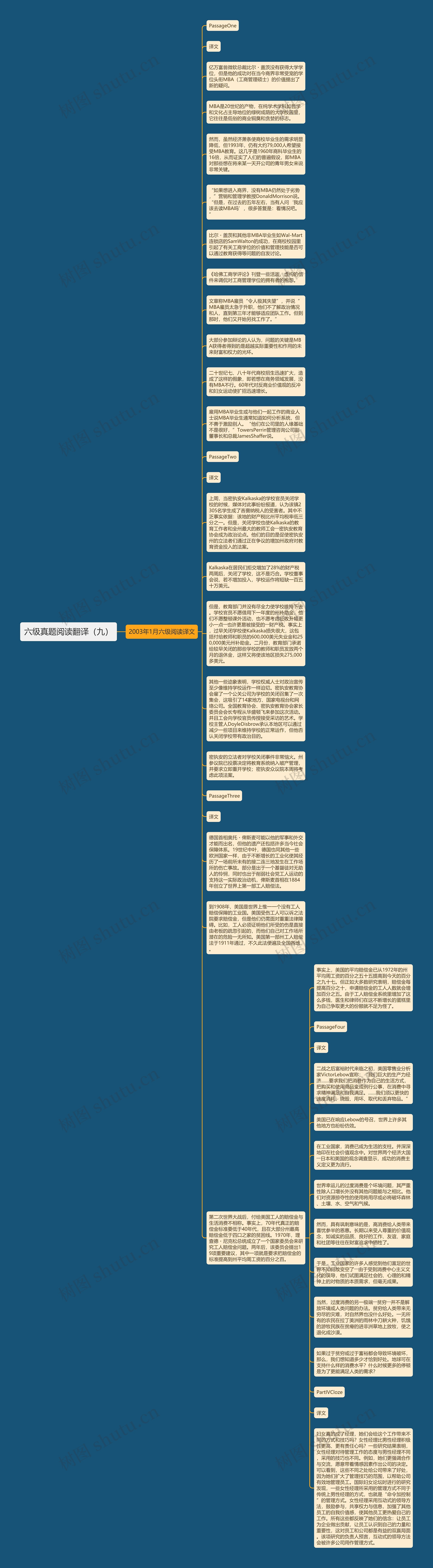 六级真题阅读翻译（九）思维导图