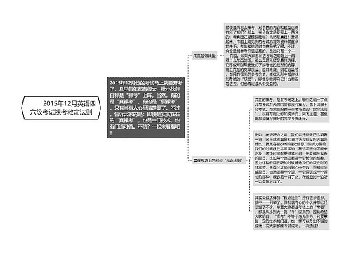         	2015年12月英语四六级考试裸考救命法则